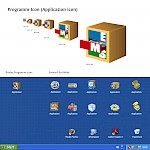 The program icon in different resolutions and the preliminary drafts