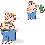 Vector illustration of the reading pig.